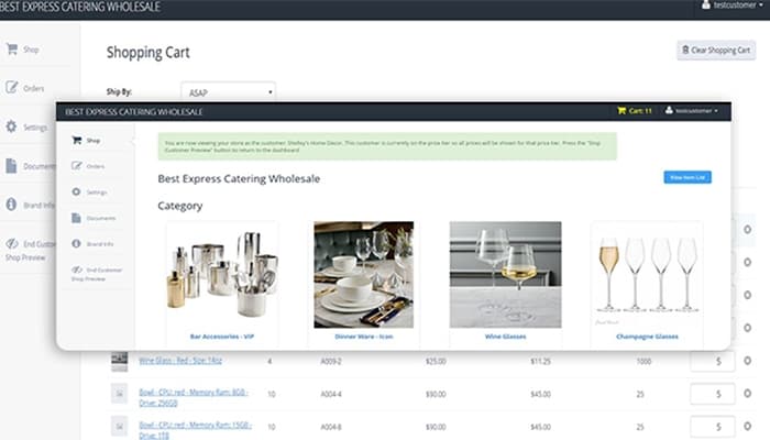 OrderCircle shopping cart