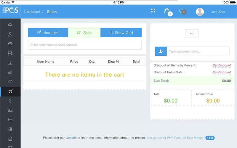 PHP Point of Sale View