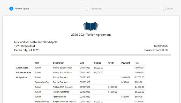 ParentLocker Tuition Contracts and Auto Pay Billing