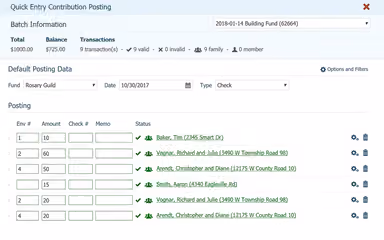 ParishSOFT Batch Information
