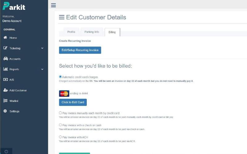 ParkIt Edit Customer Details