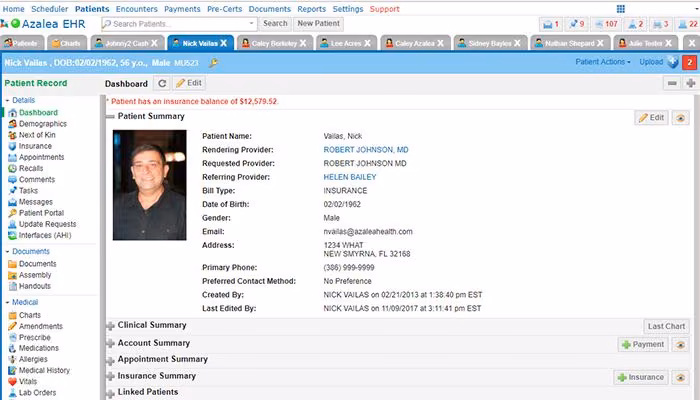 Patient dashboard