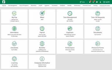 Paycom ESS Home Screen