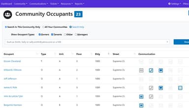 Pilera Software Manage all of your community occupants in a single place, instantly see their communication preferences, and associate tickets with your residents quickly