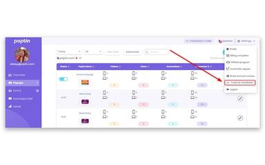 Poptin Dashboard