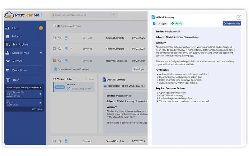 PostScan AI Mail Summary