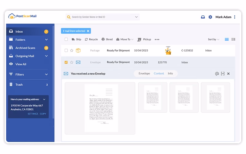 PostScan Mail Scanning