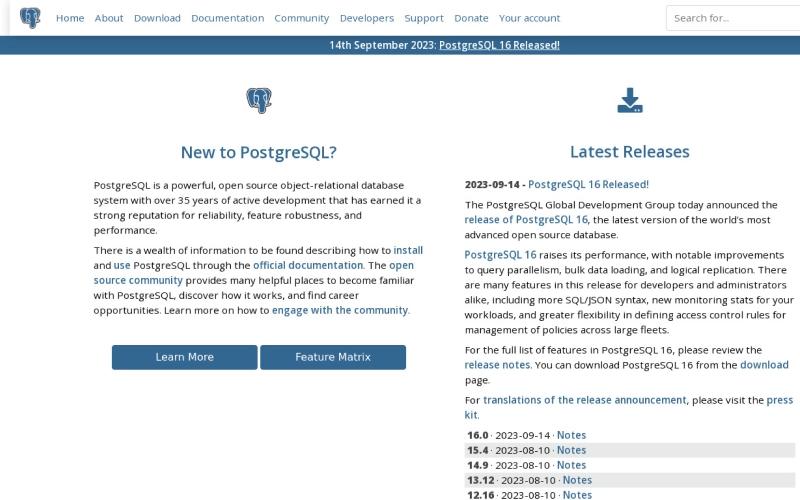 PostgreSQL Releases