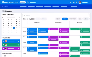 PracticePanther Legal Software Mini Calendar