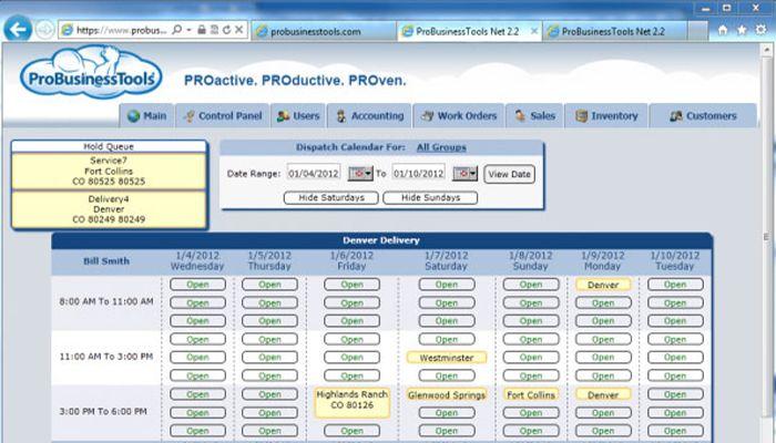 ProBusinessTools Dispatch Page