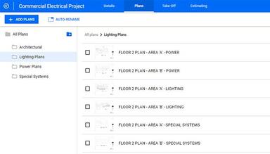 Procore Estimating Plans tab