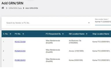 Procurement Software GRN And SRN Details