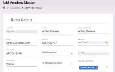 Procurement-Software Add Vendor Details
