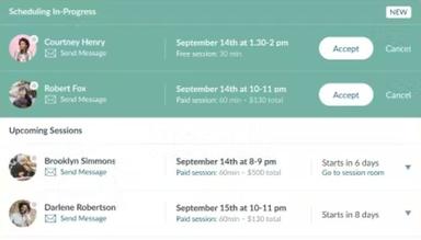 Profi Client portal Your clients get their own portal to book sessions with you and access all of your content