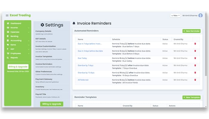 ProfitBooks Automate invoice reminders