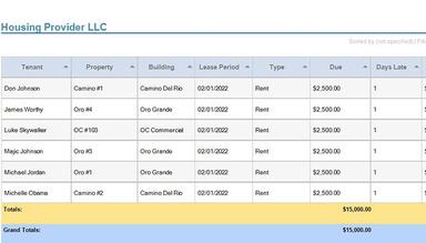 Property Manager Cloud Running Balances Report