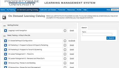 Propertyware Learning Catalog