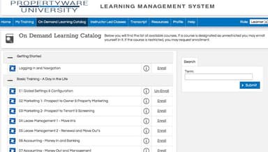 Propertyware Learning catalog