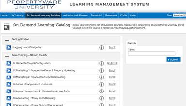 Propertyware Learning catalog