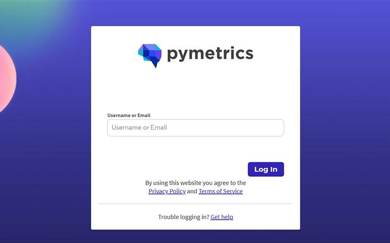 pymetrics Log In Page
