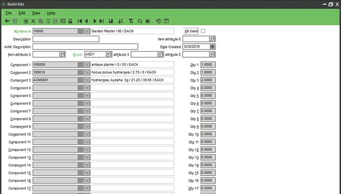 Rapid Garden POS production kitting feature