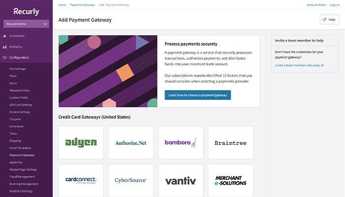 Recurly Easily set up payments