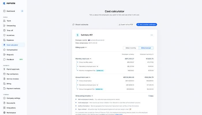 Remote Employer Cost Calculator