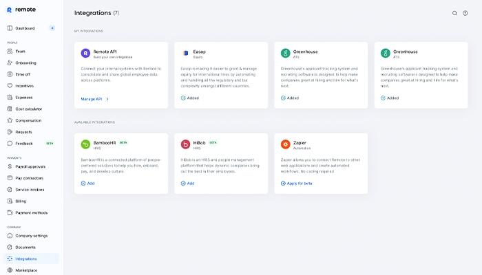 Remote Employer Integrations Page