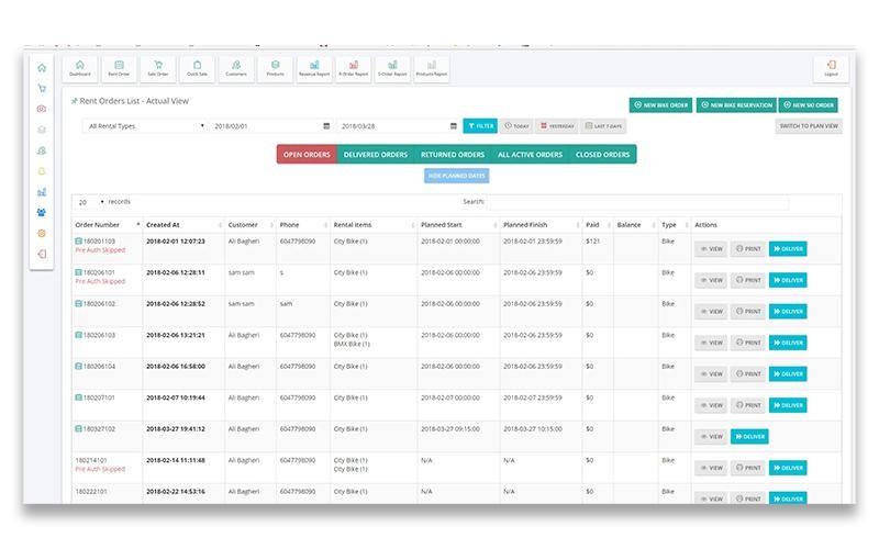 Rentrax Orders list
