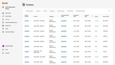 ResQ CMMS Invoices