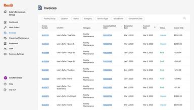ResQ CMMS Invoices