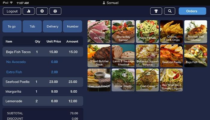 Rezku POS orders screen in dark mode