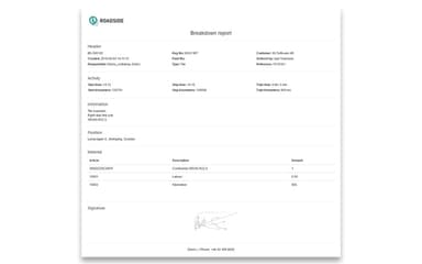 Roadside Software Breakdown Report