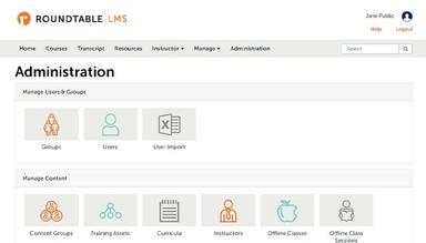 Roundtable Online Learning LMS Administration dashboard