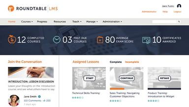 Roundtable Online Learning LMS Learner dashboard