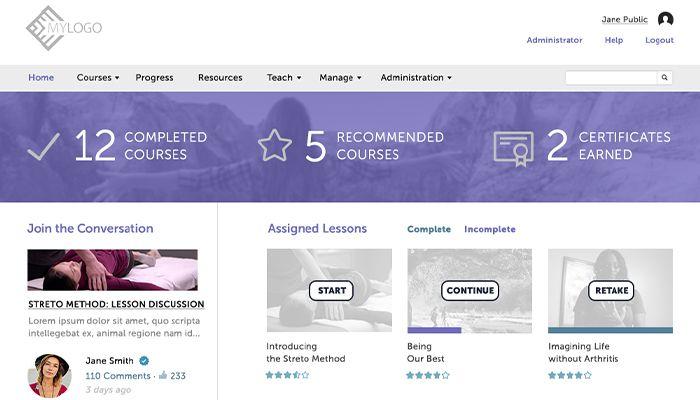 Roundtable Online Learning LMS Learner view