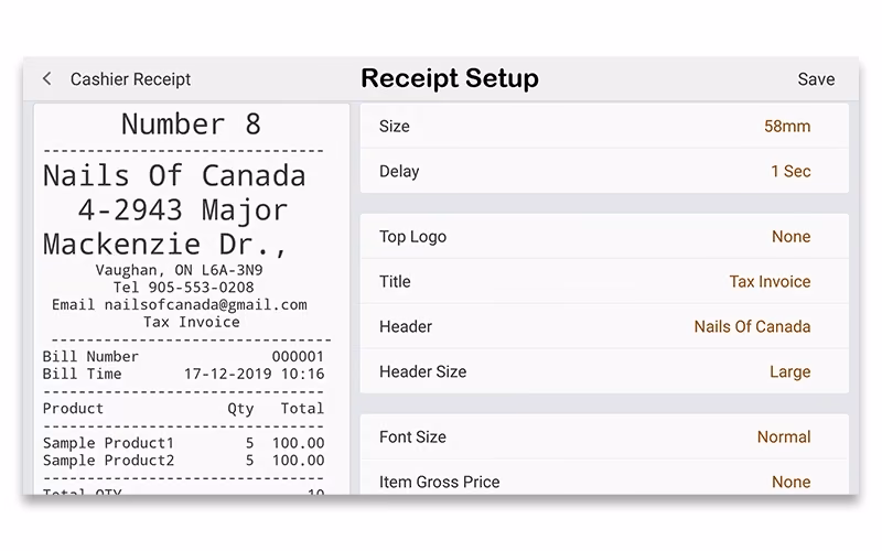SOLVRPOS Receipt Overview