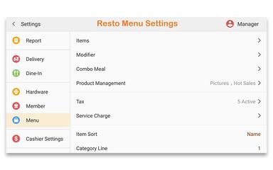 SOLVRPOS Menu Settings