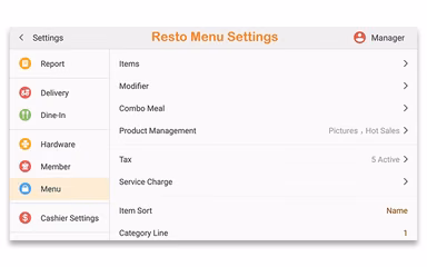 SOLVRPOS Menu Settings