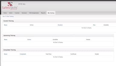 SafetySkills training dashboard