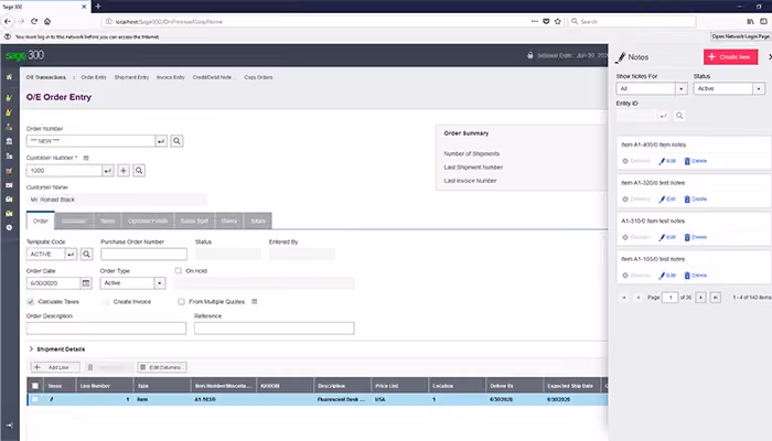 Sage 300cloud Order Entry