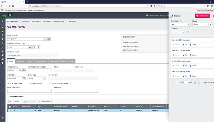 Sage 300cloud Order Entry