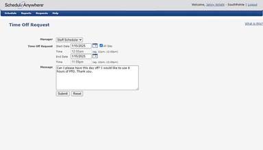 ScheduleAnywhere Time-Off Request