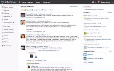 Schoology LMS Recent Activity