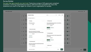 Screenshot of the question library in Xref survey builder for customising surveys