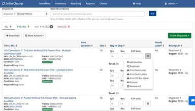 SellerChamp Manage Shipments