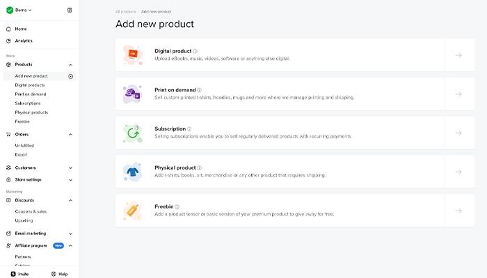 Sellfy Add New Product