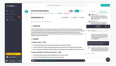 Sembly Software AI generated Meeting Notes