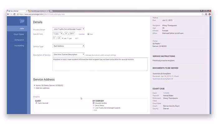 ServeManager Job Details