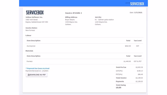 Service Box Portal Payments